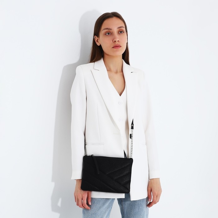 Сумка кросс-боди RICHET на молнии, цвет чёрный