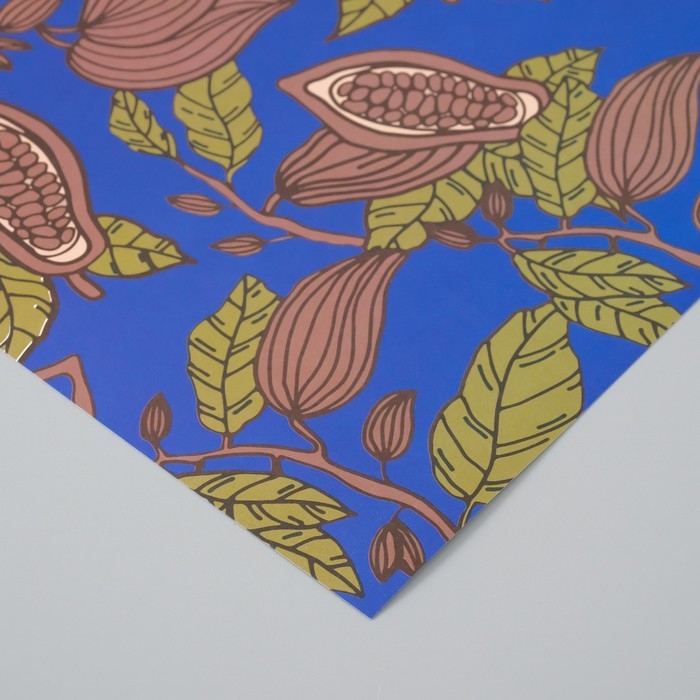 Бумага для скрапбукинга "Какао на синем" плотность 180 гр набор 5 шт 30,5х32 см