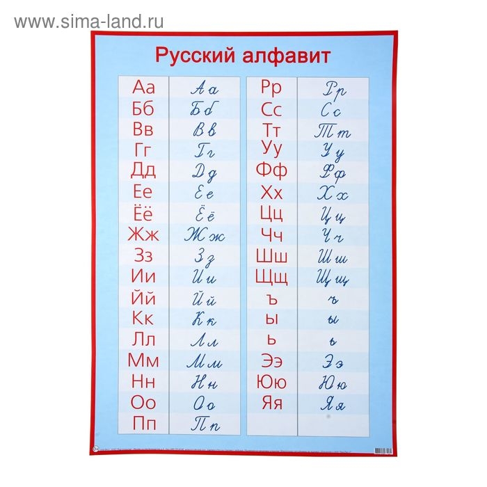 Плакат обучающий Плакат обучающий "Русский алфавит, прописные и печатные буквы" А2