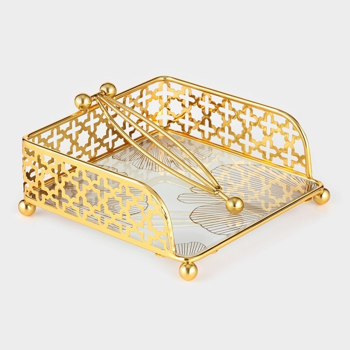 Салфетница &laquo;Рассвет&raquo;, 15&times;15&times;6,5, цвет золотой