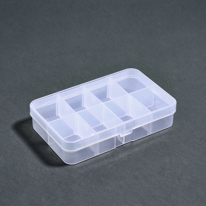 Органайзер для декора, передвижные ячейки, 8 ячеек, 10,6 &times; 6,5 &times; 2,3 см, цвет прозрачный