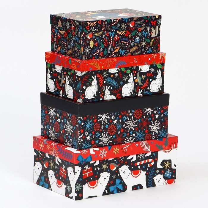 Набор коробок подарочных 15 в 1 &laquo;Европейский&raquo;, 12 х 7 х 4 см - 46,6 х 35,2 х 17.5 см, Новый год