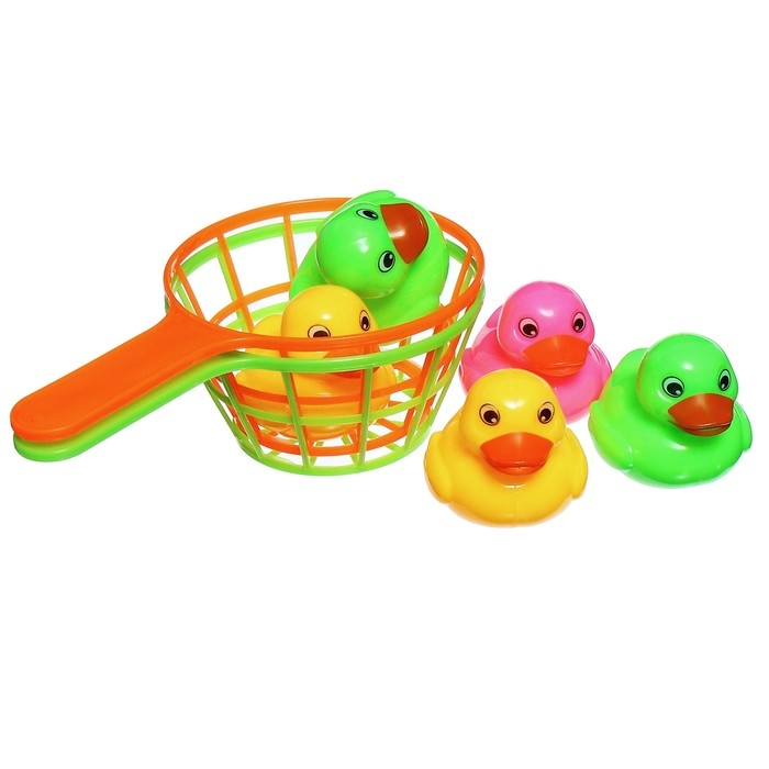 Набор игрушек для ванны &laquo;Рыбалка&raquo;, 2 сачка, 5 уточек, Крошка