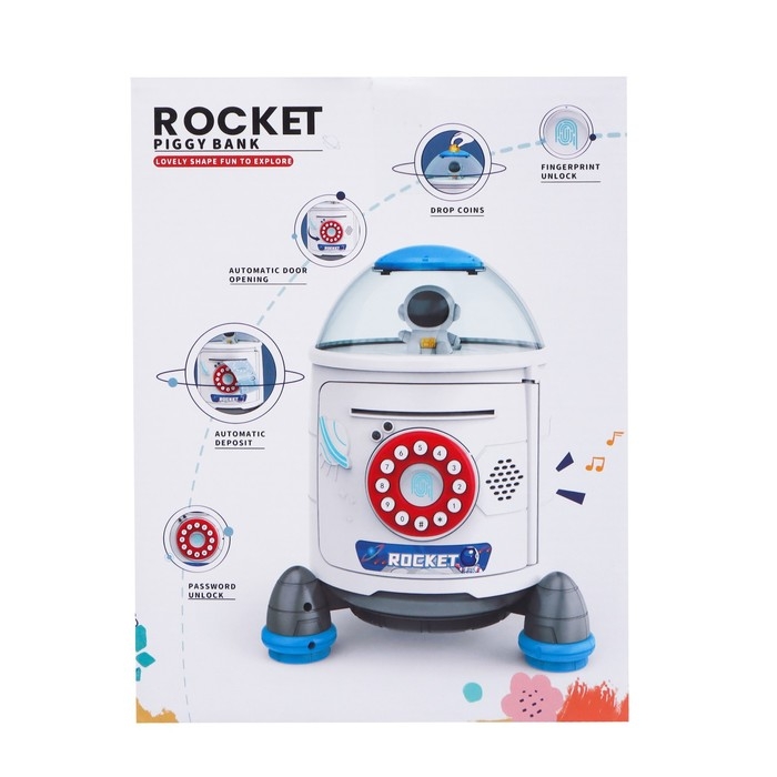 Копилка «Ракета», свет, звук, засасывает купюры, цвет синий Копилка «Ракета», свет, звук, засасывает купюры, цвет синий