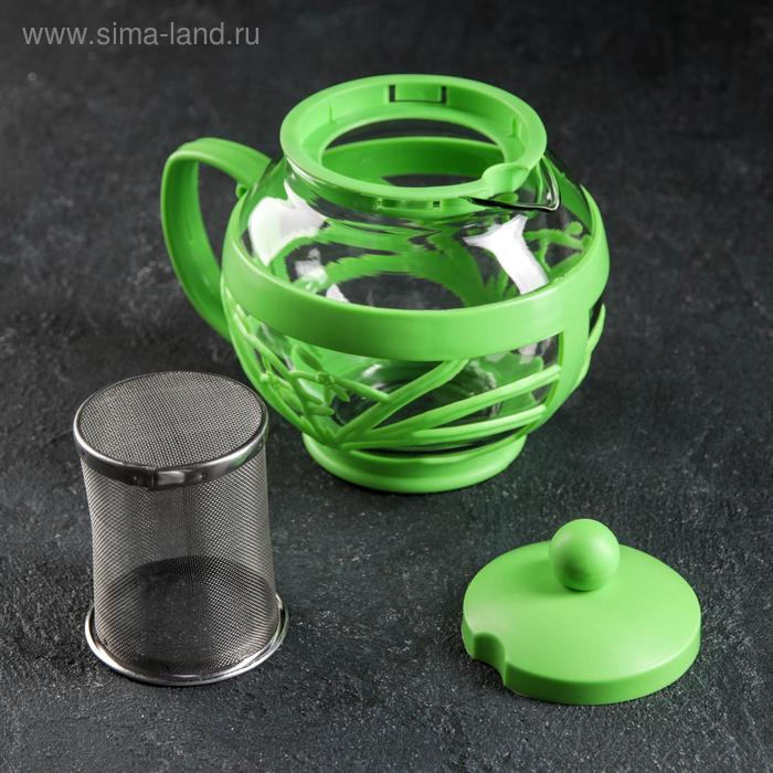 Чайник стеклянный заварочный &laquo;Флора&raquo;, 700 мл, с металлическим ситом, цвет МИКС