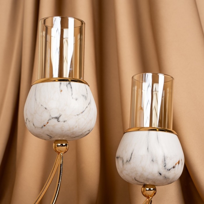 Подсвечник металл, стекло &laquo;Сплетение&raquo; на 4 свечи 47 х 10 х 28 см