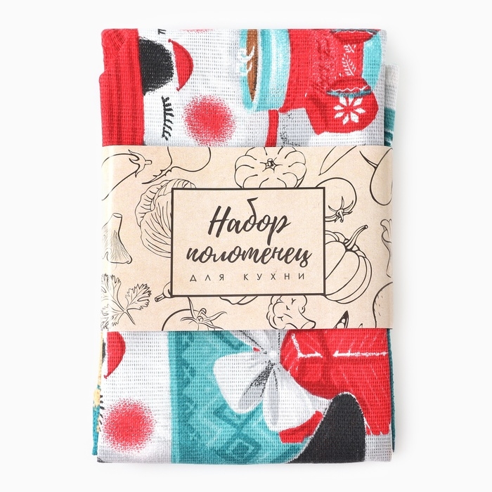 Набор кухонных полотенец Доляна &laquo;Снежного настроения &raquo; 35х60см-2шт, 100% хл