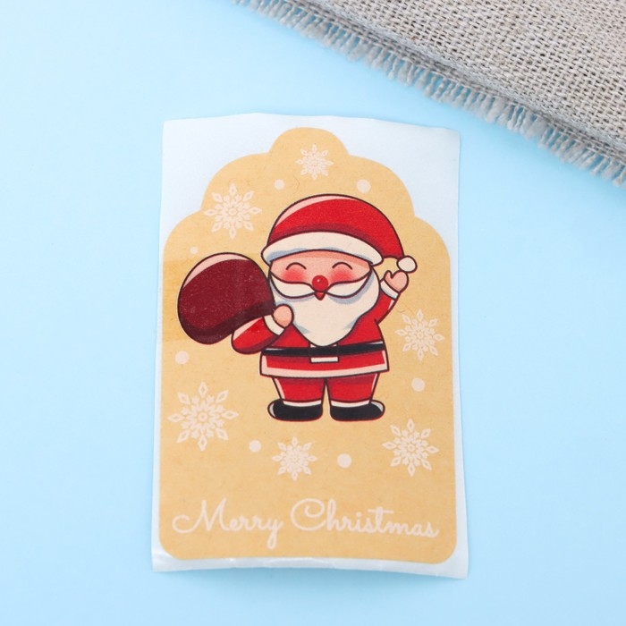 Наклейки крафт  в рулоне "Новогоднее настроение",300 шт,4 х 6см