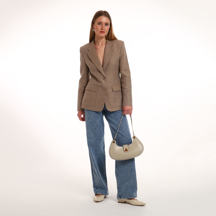 Сумка женская багет на молнии TEXTURA, средний размер, цвет молочный Сумка женская багет на молнии TEXTURA, средний размер, цвет молочный