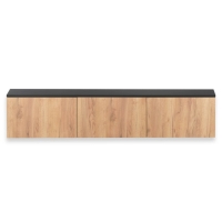 Тумба подвесная под ТВ 3, 1800х380х210, Черный/Дуб крафт золотой