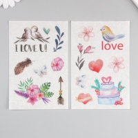 Наклейка бумага "Влюблённые птички" набор 6 листов 18,6х10 см Наклейка бумага "Влюблённые птички" набор 6 листов 18,6х10 см