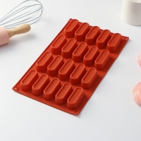 Форма для выпечки Доляна «Сладости.Эклер», силикон, 29×17×2 см (5,8×2,3×2 см), 20 ячеек, цвет коричневый Форма для выпечки Доляна «Сладости.Эклер», силикон, 29×17×2 см (5,8×2,3×2 см), 20 ячеек, цвет коричневый