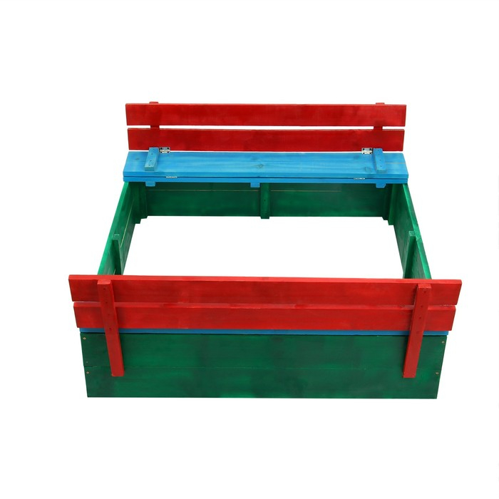 Песочница деревянная, с крышкой, 130 &times; 130 &times; 52 см, сосна, крашеная