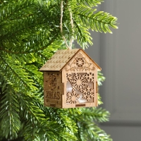 Ёлочная игрушка «Домик со снежинками», от батареек, свечение тёплое белое Ёлочная игрушка «Домик со снежинками», от батареек, свечение тёплое белое