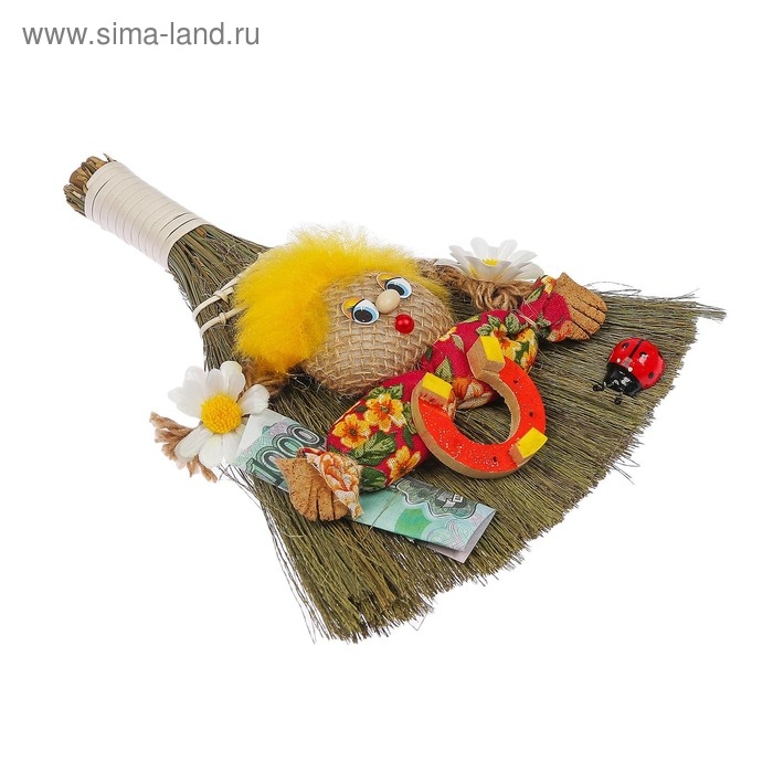 Оберег &laquo;Домовушка Тюха&raquo;, на венике, микс