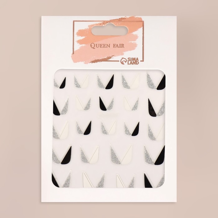 Наклейки для ногтей «FRENCH», цвет белый/серебристый/чёрный Наклейки для ногтей «FRENCH», цвет белый/серебристый/чёрный