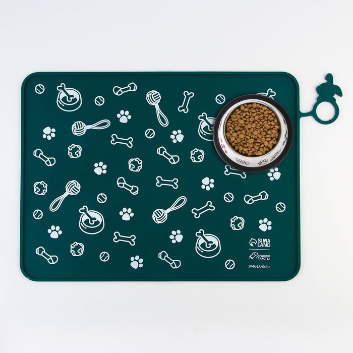 Коврик силиконовый под миску &laquo;Паттерн&raquo;, 30х40 см, зеленый