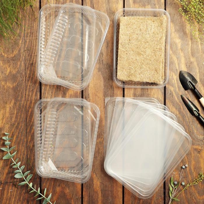 Набор джутовых ковриков для микрозелени 5 шт. с боксами 5 шт Набор джутовых ковриков для микрозелени 5 шт. с боксами 5 шт "Рецепты Дедушки Никиты" №1