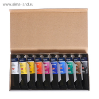 Краска акриловая в тубе, набор 10 цветов х 46 мл, ЗХК "Ладога", художественный, 2241142