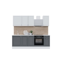 Кухня под встраиваемую технику 2400 Ева, Белый софт МДФ/Графит софт МДФ