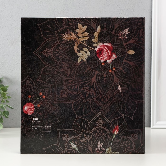 Фотоальбом на 500 фото 10х15 см "Мандала с пионами" в коробке 5,5х30х33,5 см