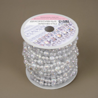 Бусы на нитях, с голографией, 8 мм, 9 &plusmn; 1 м, цвет прозрачный
