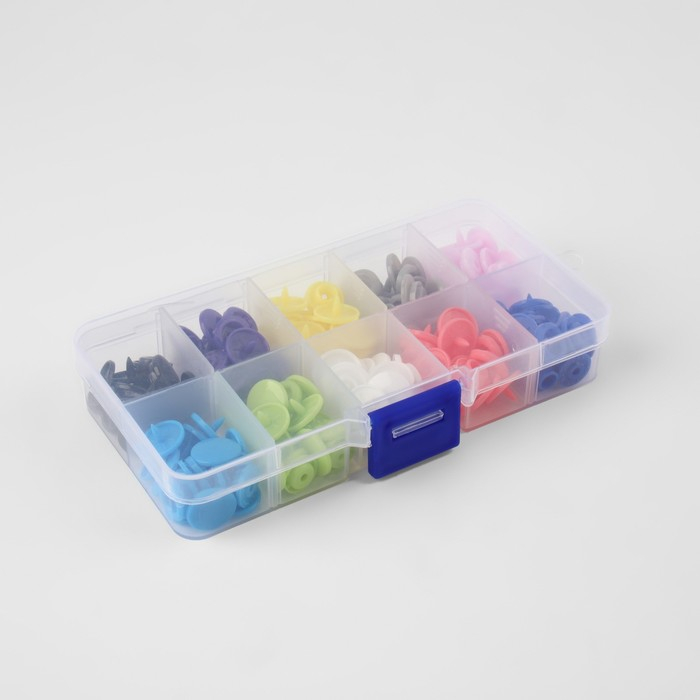 Набор для установки пластиковых кнопок: кнопки, d = 12 мм, 50 шт, щипцы, шило, отвёртка, в органайзере Набор для установки пластиковых кнопок: кнопки, d = 12 мм, 50 шт, щипцы, шило, отвёртка, в органайзере