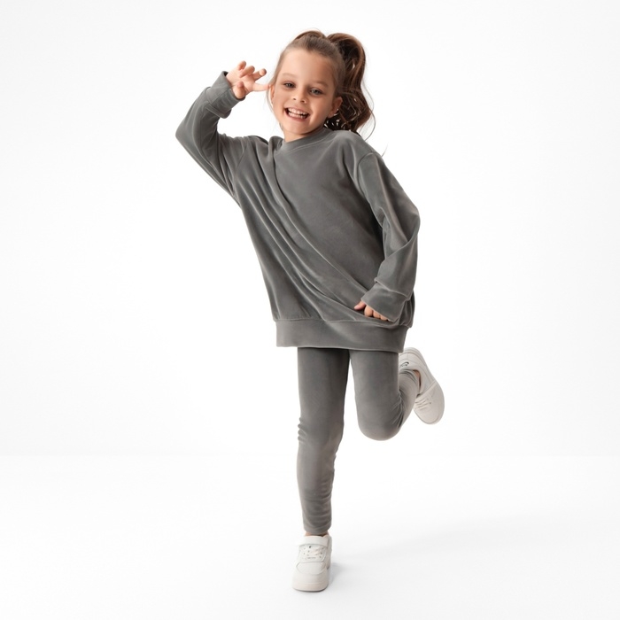 Костюм детский (свитшот, леггинсы) KAFTAN Plushy р.36 (134-140), серый