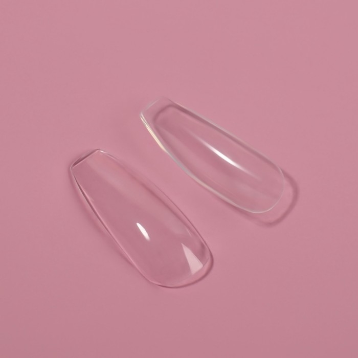 Типсы для наращивания ногтей, 100 шт, форма балерина, полное покрытие, в контейнере, цвет прозрачный