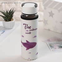 Бутылка для воды стеклянная с ручкой в чехле &laquo;Кит&raquo;, 500 мл, h=23,5 см, рисунок МИКС