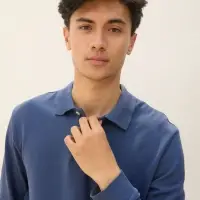 Рубашка поло унисекс с длинным рукавом Pacific LSL, синяя (джинс), размер XL