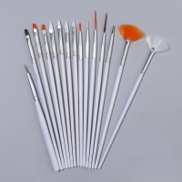 Набор кистей для наращивания и дизайна ногтей, 15 шт, цвет белый Набор кистей для наращивания и дизайна ногтей, 15 шт, цвет белый