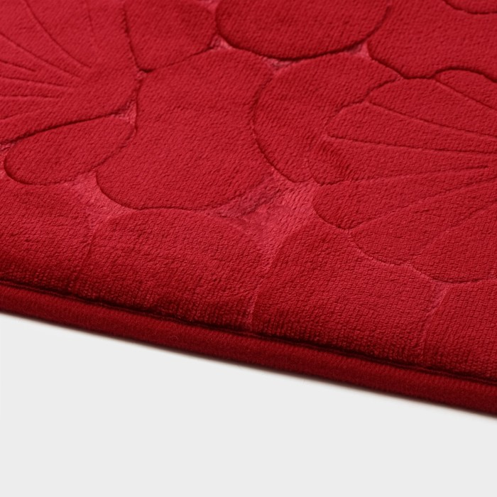 Коврики для ванной и туалета Доляна «Галька, ракушки», 2 шт: 40×50 см, 50×80 см, цвет бордовый Коврики для ванной и туалета Доляна «Галька, ракушки», 2 шт: 40×50 см, 50×80 см, цвет бордовый