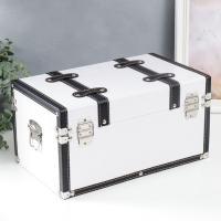 Шкатулка дерево кожзам "Сундук с ремнями" белый 19х21х35 см Шкатулка дерево кожзам "Сундук с ремнями" белый 19х21х35 см