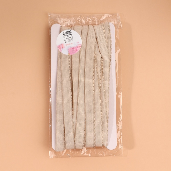 Резинка становая, с ажурным краем, 10 мм, 10 ± 0,5 м, цвет бежевый Резинка становая, с ажурным краем, 10 мм, 10 ± 0,5 м, цвет бежевый