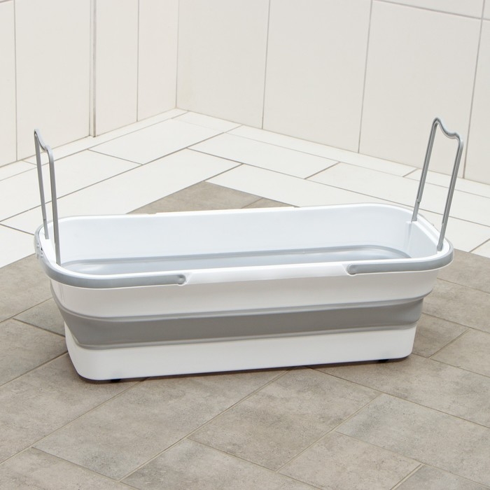 Ведро для уборки складное, 63&times;25&times;20 см (дно 53&times;17 см), цвет серый