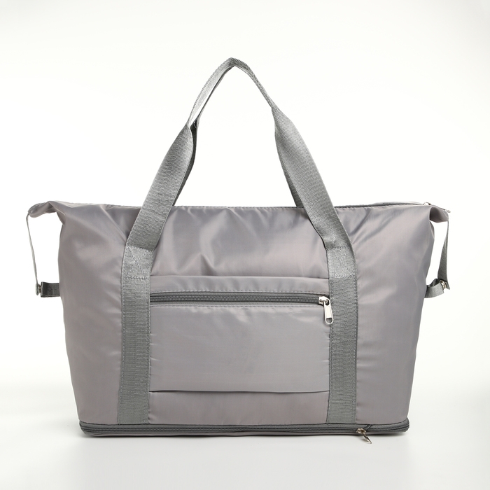 Сумка спортивная на молнии, с увеличением, наружный карман, цвет серый Сумка спортивная на молнии, с увеличением, наружный карман, цвет серый