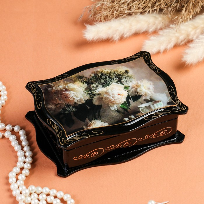 Шкатулка &laquo;Цветы&raquo;, 12&times;16 см, лаковая миниатюра микс