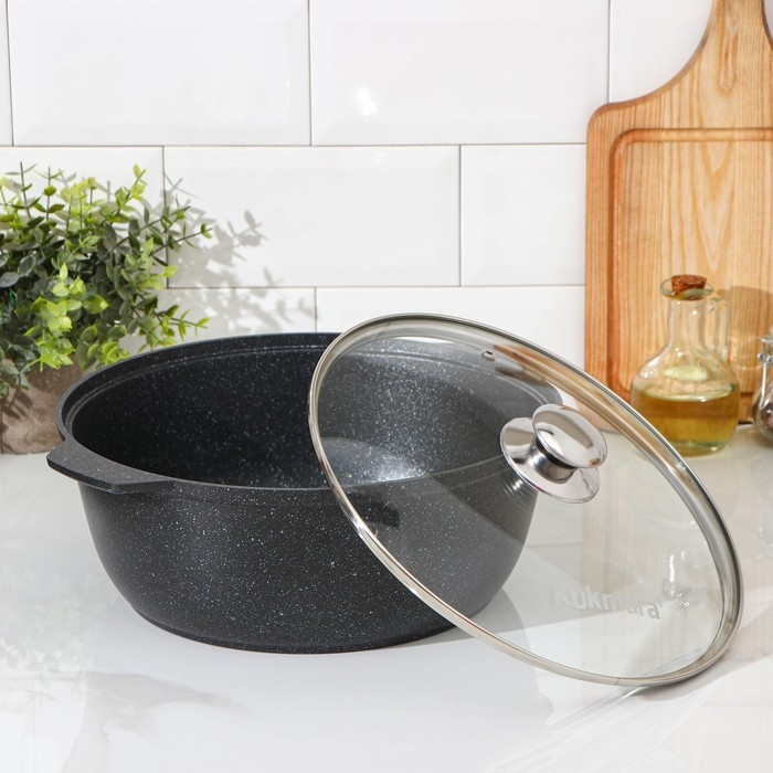 Кастрюля-жаровня, 5 л, d=28 см, антипригарное покрытие, цвет чёрный