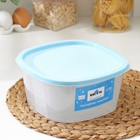 Контейнер пищевой RICCO, 2,65 л, 21,5&times;21,5&times;10 см, квадрат, цвет прозрачный, крышка голубая