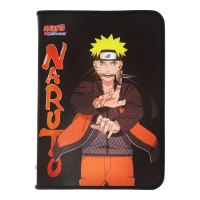 Папка для тетрадей А4, Naruto, универсальная, молния вокруг, пластик, черная Папка для тетрадей А4, Naruto, универсальная, молния вокруг, пластик, черная