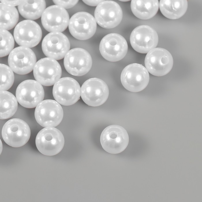 Набор бусин "Жемчуг" d 10 мм, 250 гр, белоснежный