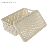 Корзина для хранения с крышкой &laquo;Вязание&raquo;, 3 л, 26,5&times;15&times;10 см, цвет белый