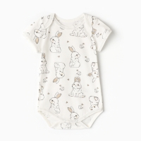 Боди детское с коротким рукавом, цвет белый/зайчики, рост 80