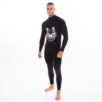 Термобельё мужское НАЧЁС (фуфайка, кальсоны) принт волк, цвет чёрный, размер 50