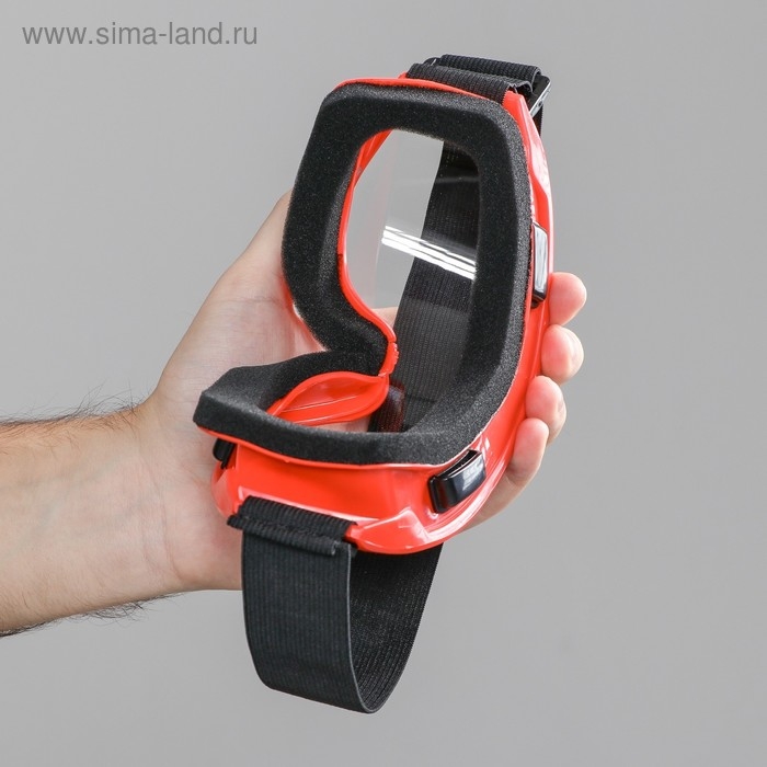 Очки-маска для езды на мототехнике, стекло прозрачное, цвет красный Очки-маска для езды на мототехнике, стекло прозрачное, цвет красный