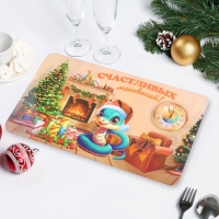 Салфетка новогодняя декоративная "Счастливых мгновений! 2025" символ года Салфетка новогодняя декоративная "Счастливых мгновений! 2025" символ года