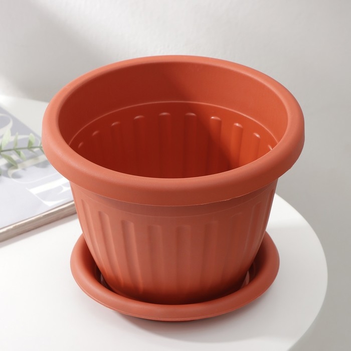 Горшок для цветов с поддоном &laquo;Сильвер ЭКО&raquo;, 2.6 л, d=20 см, цвет терракотовый