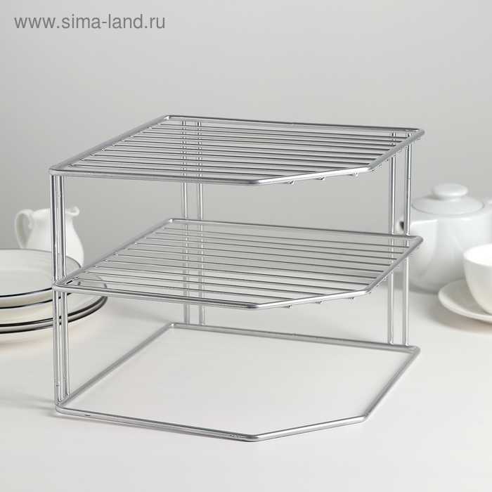 Подставка для посуды, 2 яруса, 25&times;25&times;20 см, цвет хром