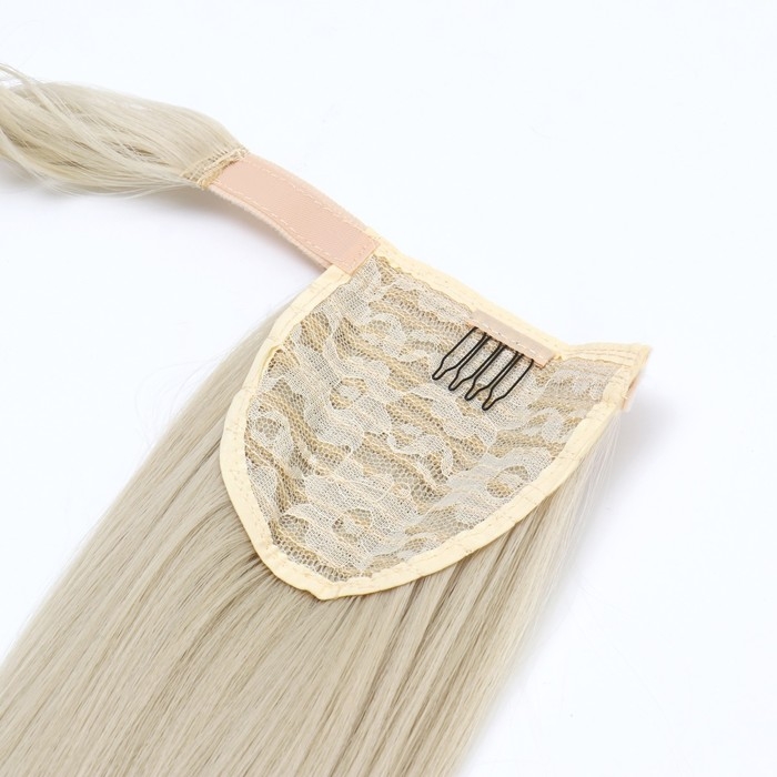 Хвост накладной, прямой волос, на резинке, 60 см, 100 гр, цвет холодный блонд(#SHT88B)